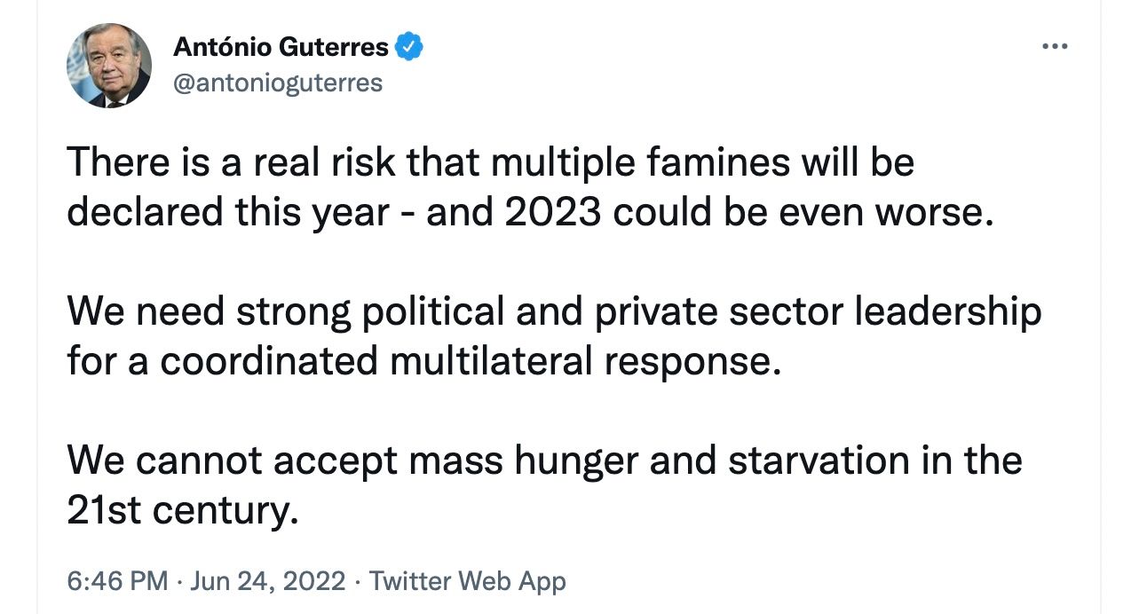 Global Famine Has Already Begun