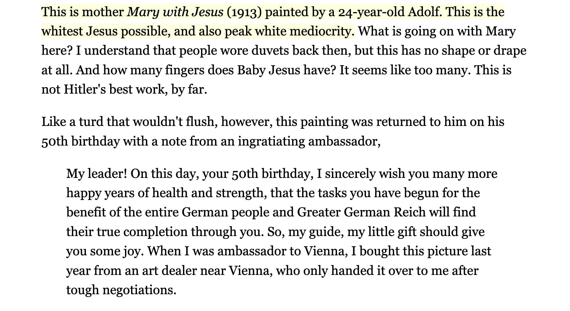 An Art: Mary With Jesus (by Hitler)