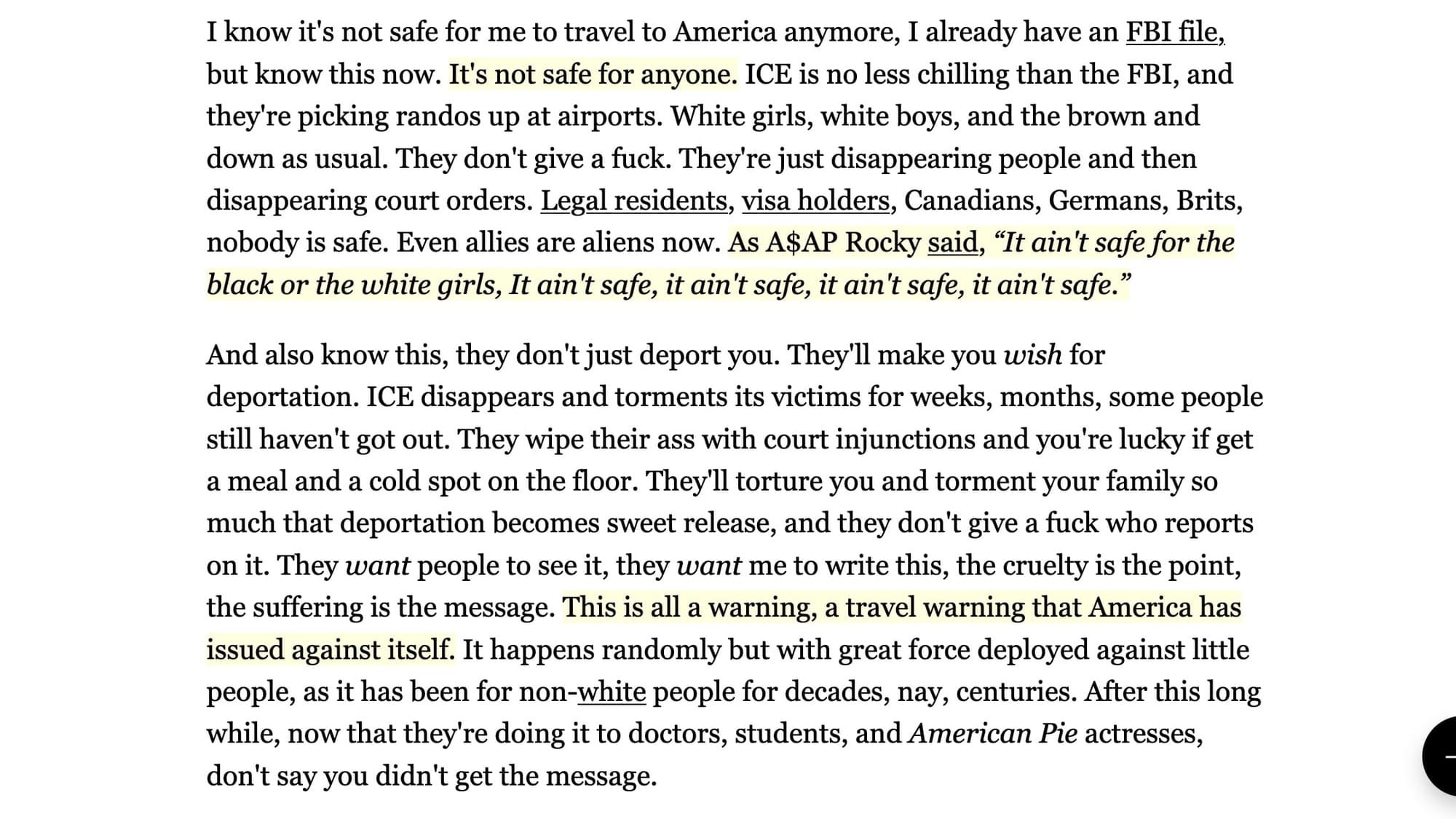 America Issues A Travel Warning Against… America