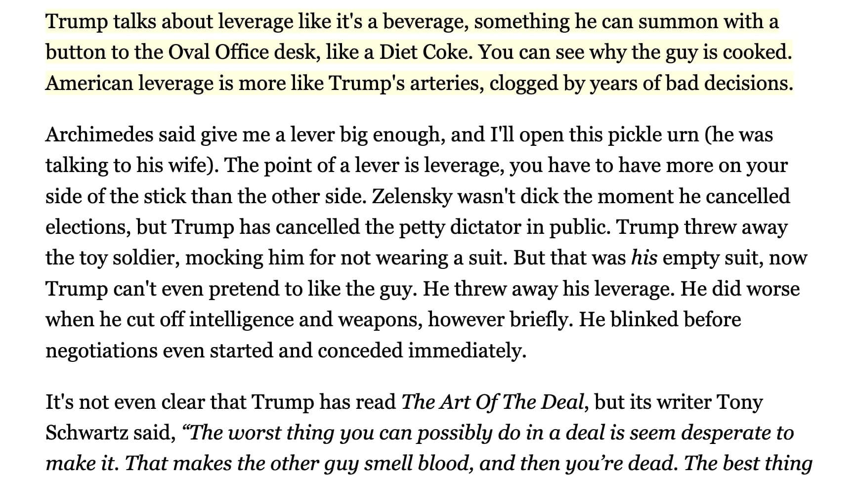 Talk Is Cheap: Trump Can't Negotiate Because No One Believes Him