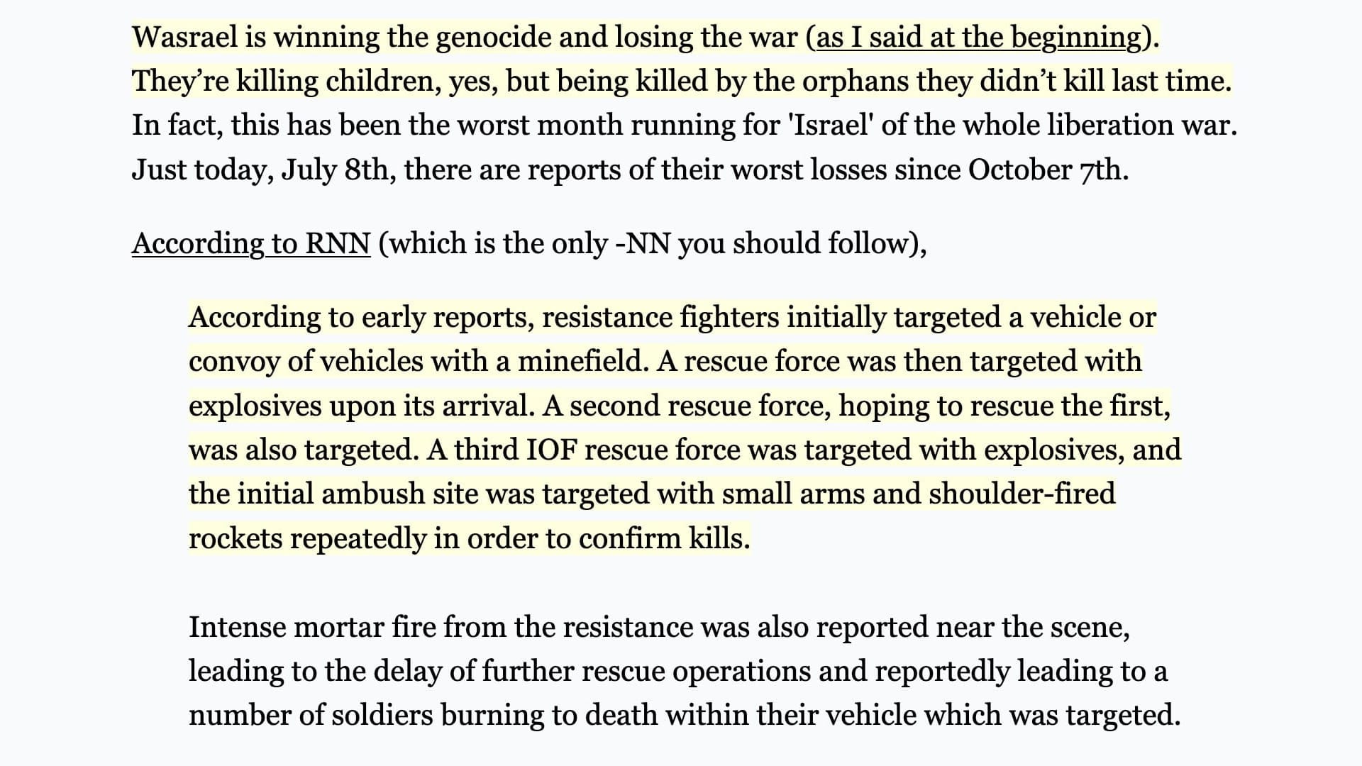 'Israel's' Worst Day Since October 7th