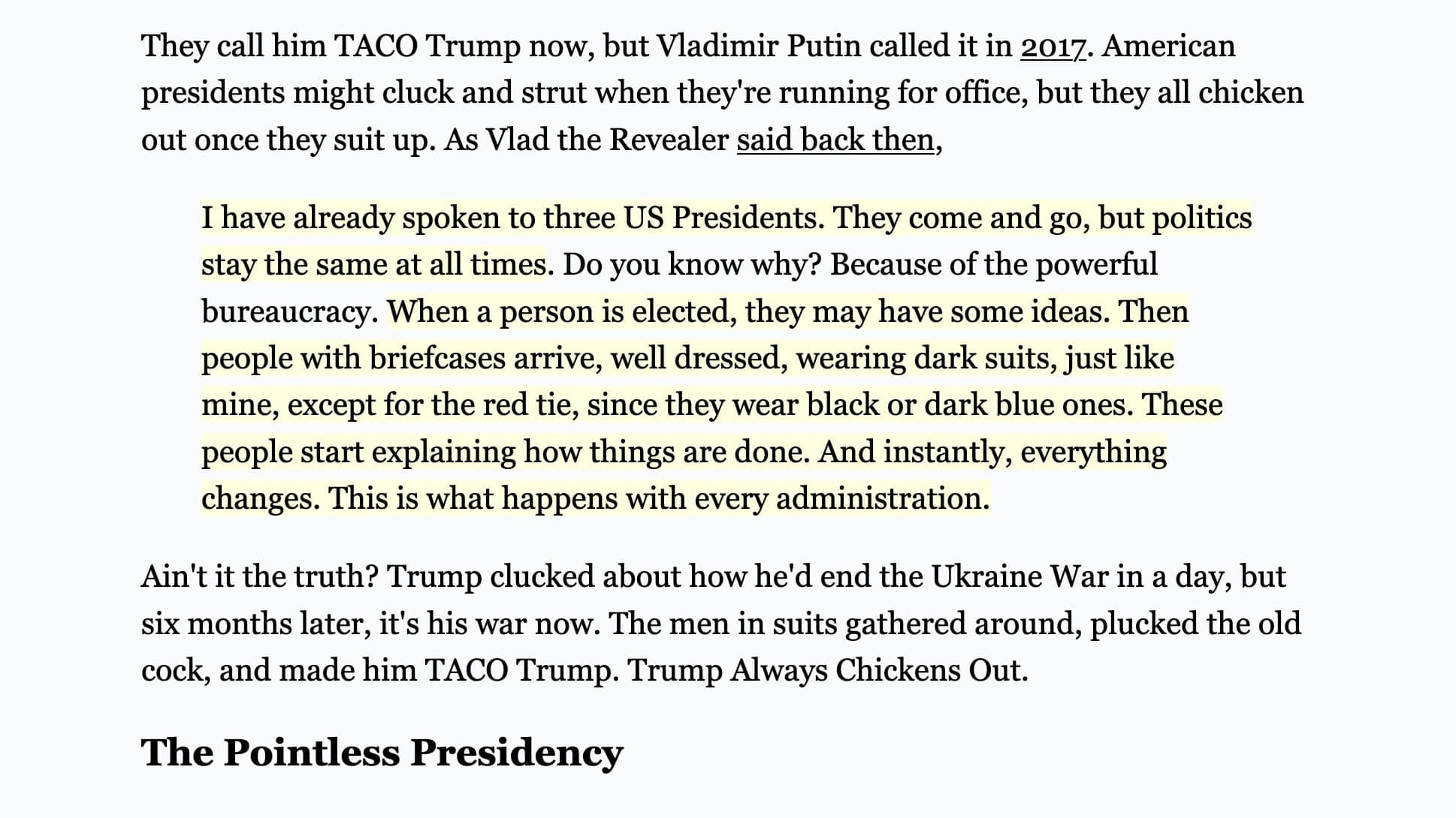 Putin's Truthin