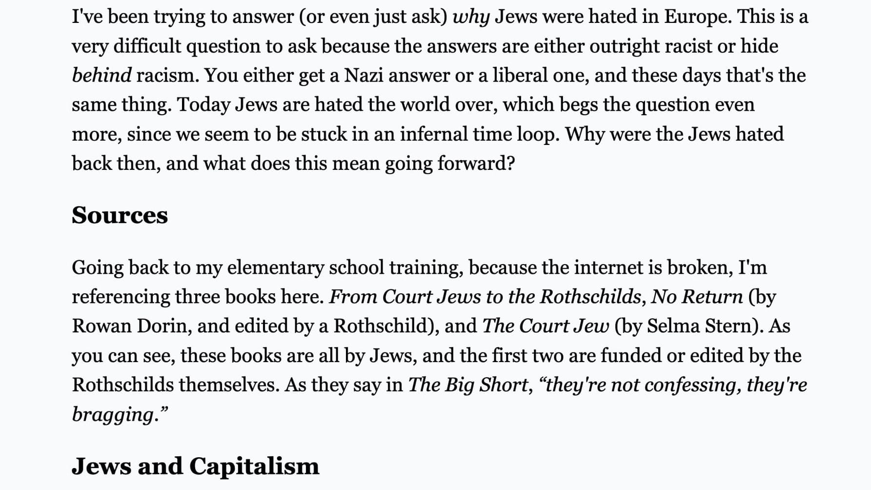 Court Jews and Early Capitalism (Part I)