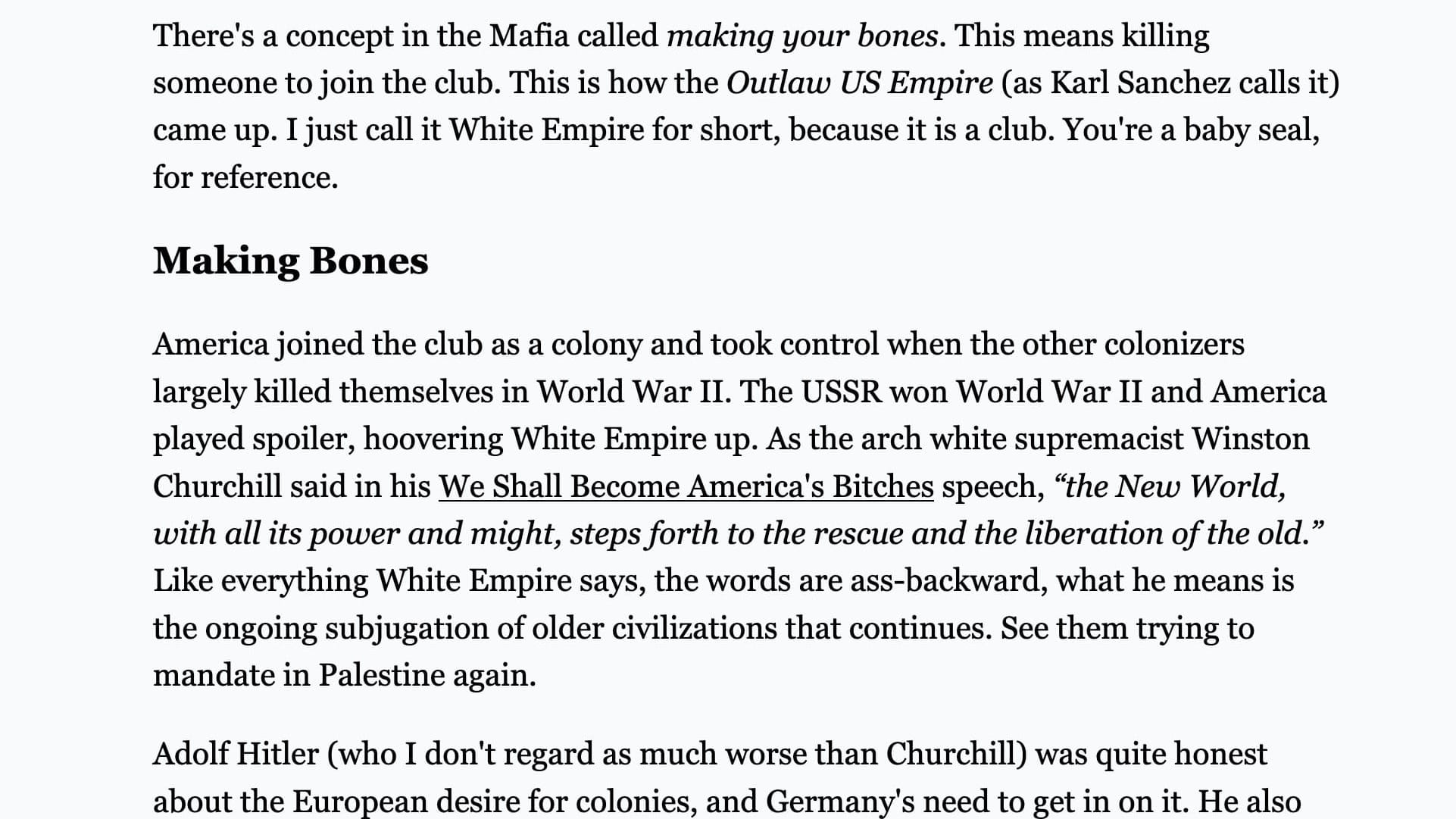 Making Bones Vs. Rolling Them