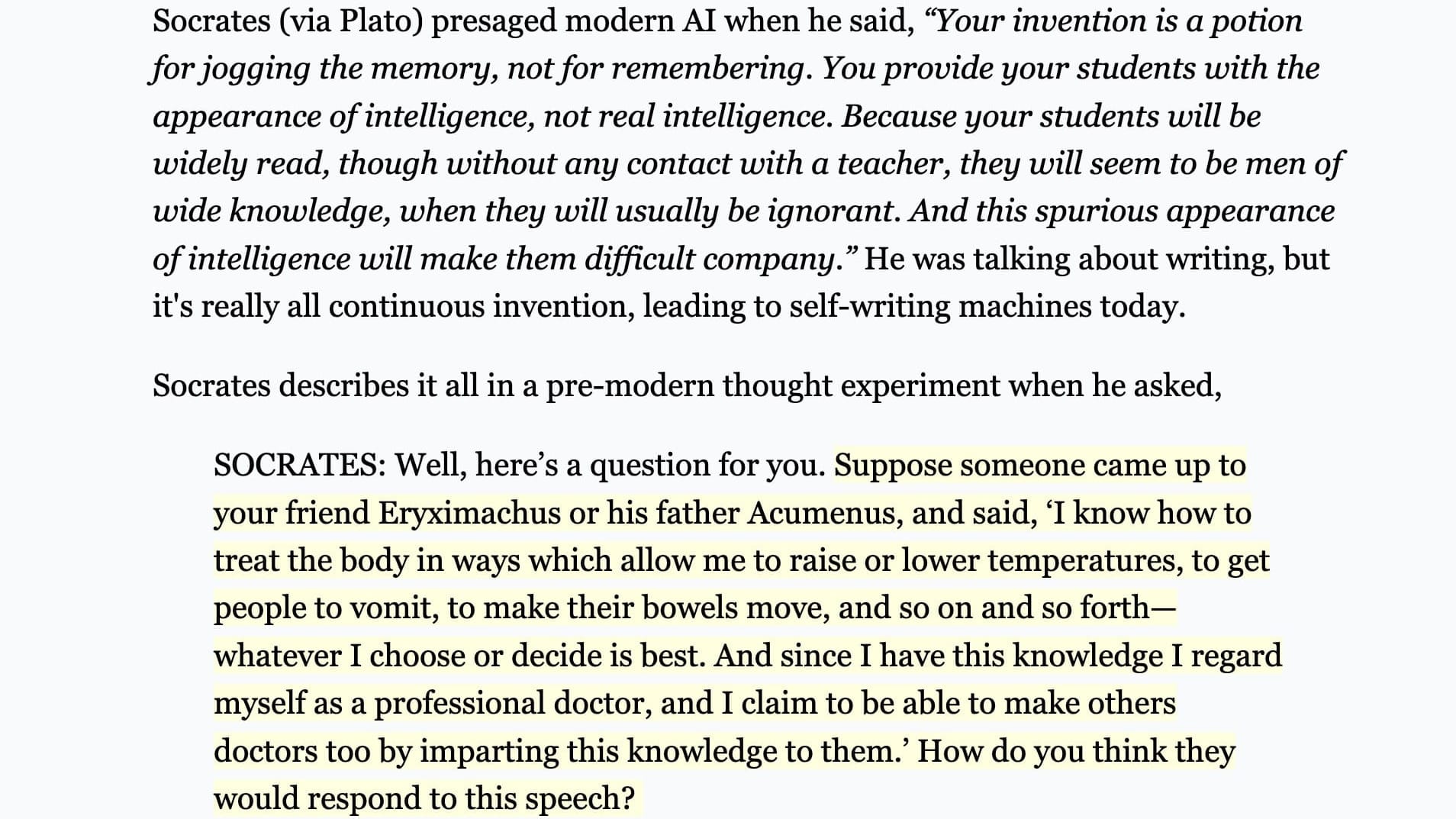 How Socrates Presaged Modern AI