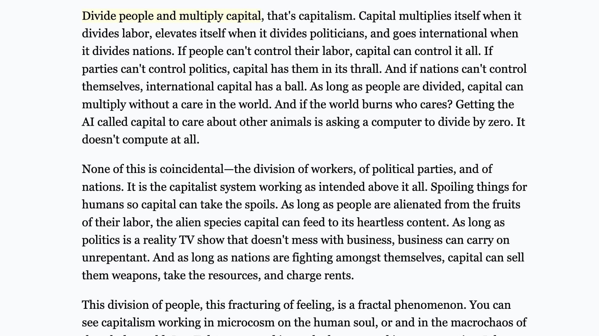 Divide People, Multiply Capital